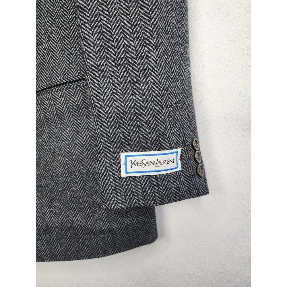 Yves Saint Laurent YSL Cashmere Wool Sport Coat Blazer Herringbone 42R - Picture 4 of 16